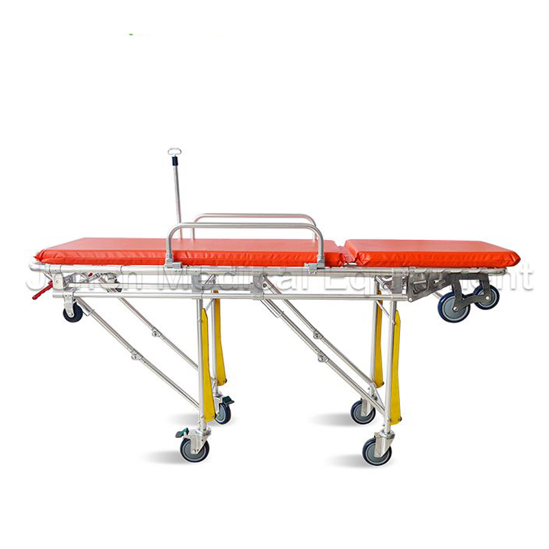 ST200023 First-aid Medical Collapsible Aluminum Alloy Ambulance Stretcher with Wheel