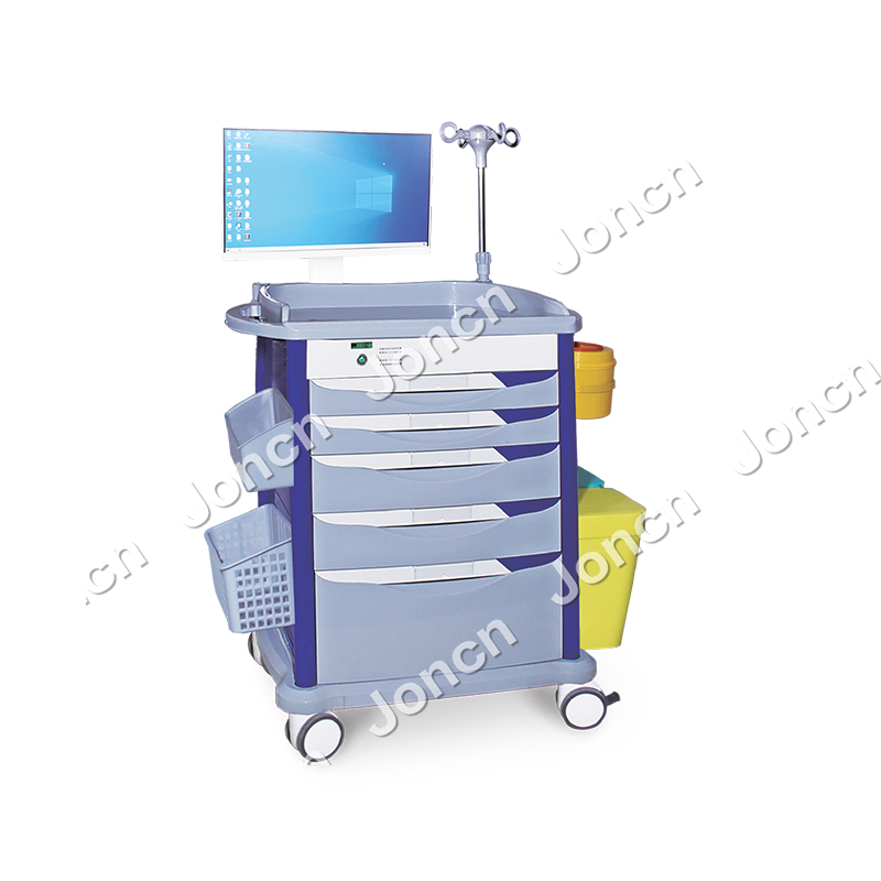 E-WT-750J77B Hospital High-Quality Medical Wireless Nursing Trolley with Drawers