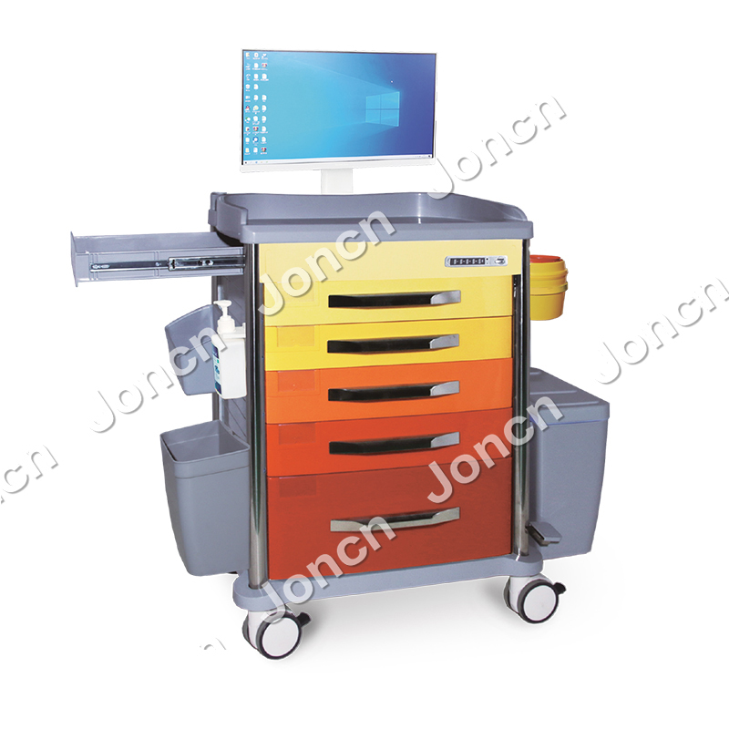 E-WT-650J26S8 Medical Hospital Furniture ABS Medical Trolley For Hospital Usage Nursing Trolley Cart