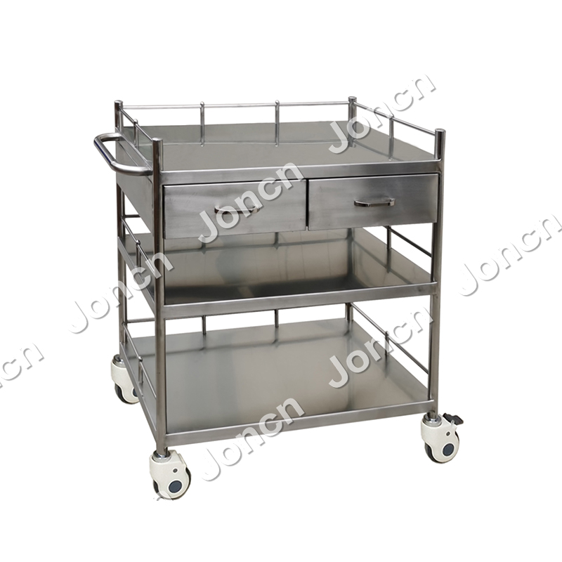 SUS-73057D8 Wholesale furniture hospital Clinic stainless steel treatment cart trolley hospital trolley cart