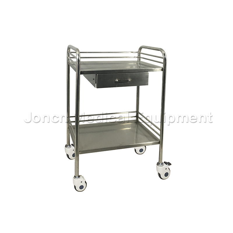 SUS-60057-2 Stainless Steel Hospital Emergency trolley Medical trolley With Drawer