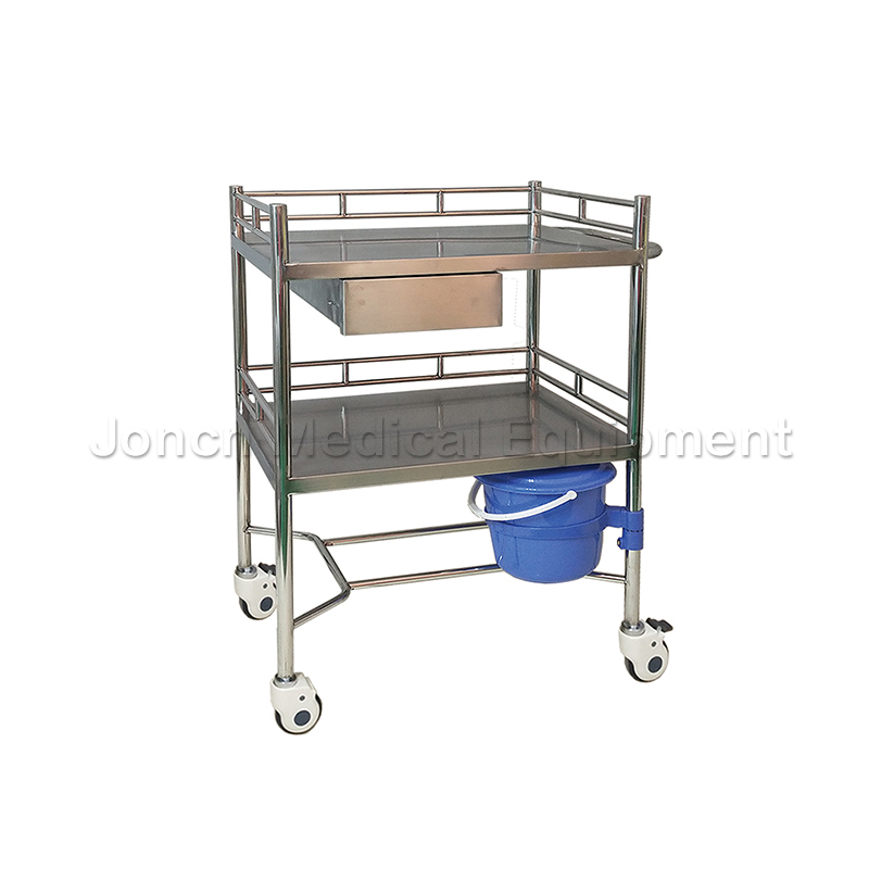 SUS-60057-2 Stainless Steel Hospital Emergency trolley Medical trolley With Drawer