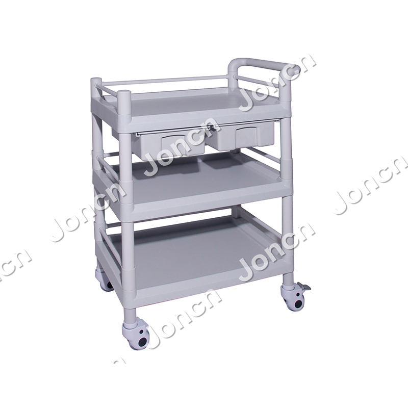 201J Wholesale Hospital Utility Multifunctional Nursing Cart Three Layer ABS Durable and Sturdy Medical Trolley