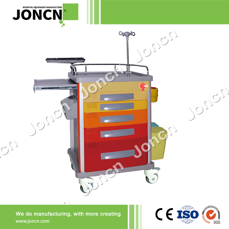 ET-69025AB Wholesale Price Multifunction ABS Plastic Hospital Emergency Trolley For Hospital And Clinic Usage