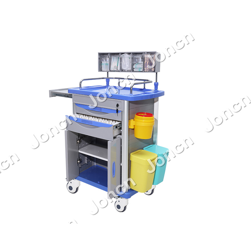 AT-75001E-BU Cheap hospital ABS plastic anesthesia trolley Anesthesiology Medical Cart