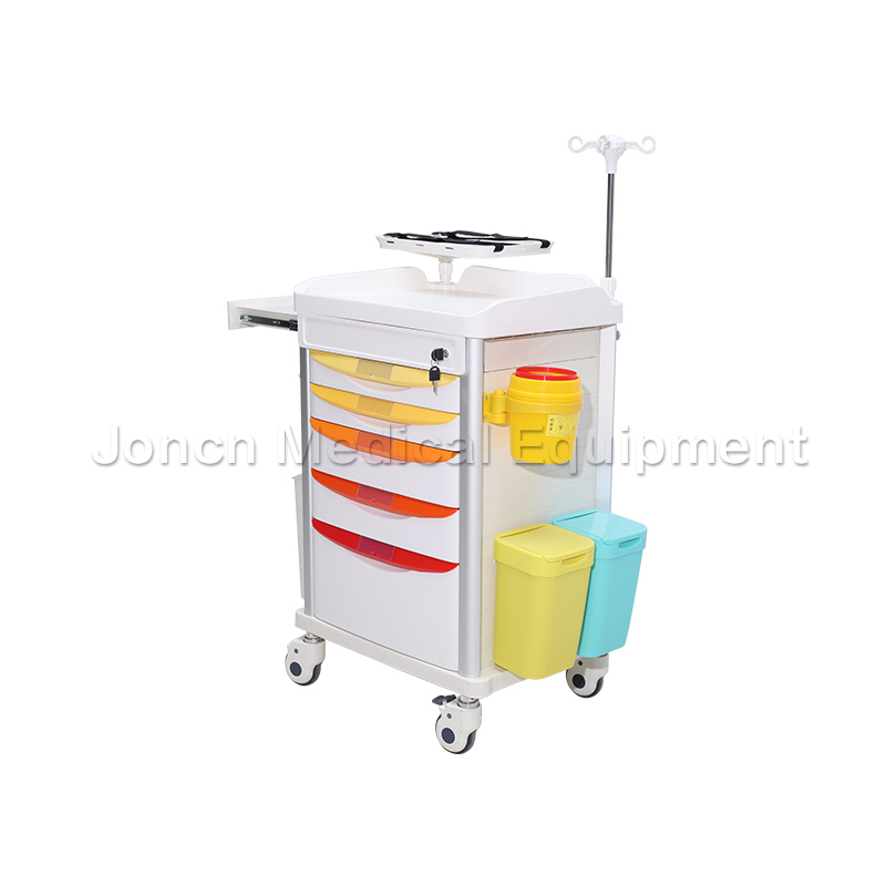 ET-62618A Mobile ABS Drugs Hospital Medical Cart Plastic Emergency Trolley For Clinic Nurse