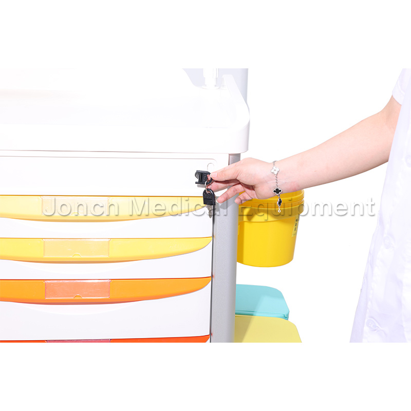 ET-62618A Mobile ABS Drugs Hospital Medical Cart Plastic Emergency Trolley For Clinic Nurse