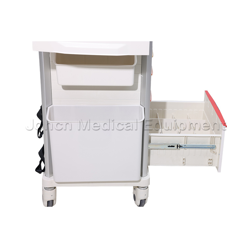 ET-62618A Mobile ABS Drugs Hospital Medical Cart Plastic Emergency Trolley For Clinic Nurse