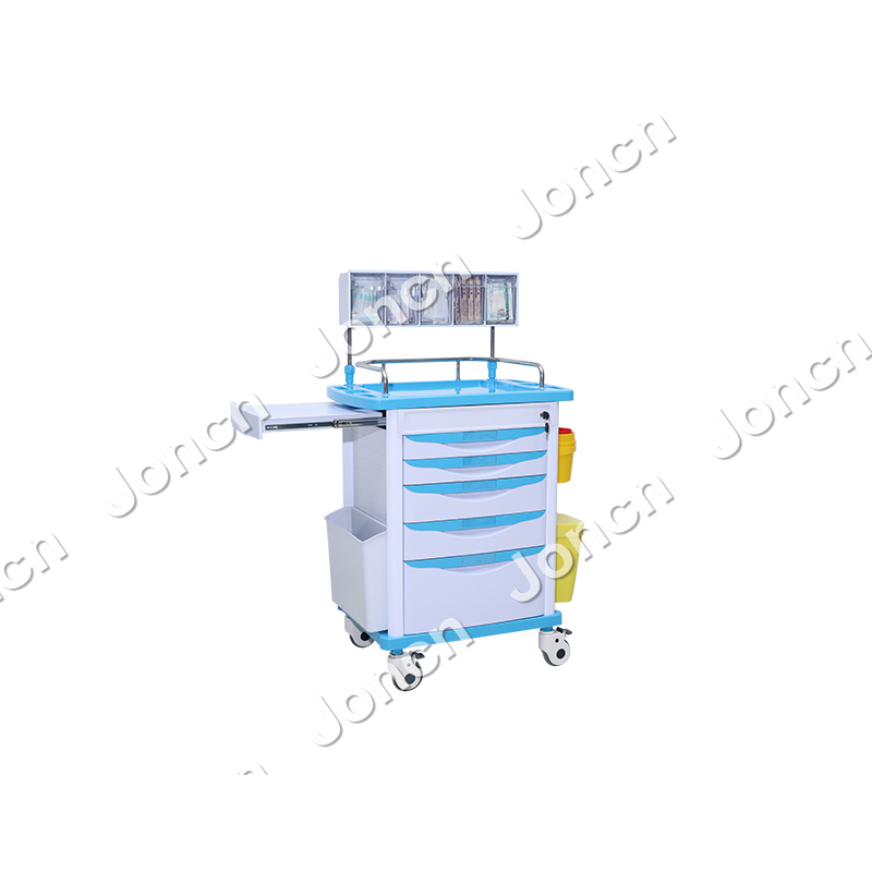 AT-75001B-LB Hospital Equipment ABS Trolley Anesthesia Cart Medical Emergency Trolley