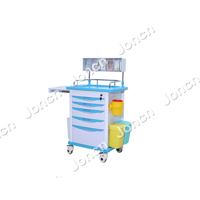 AT-75001B-LB Hospital Equipment ABS Trolley Anesthesia Cart Medical Emergency Trolley