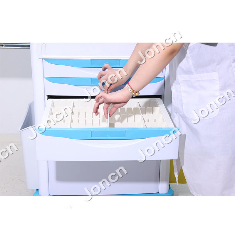 AT-75001B-LB Hospital Equipment ABS Trolley Anesthesia Cart Medical Emergency Trolley