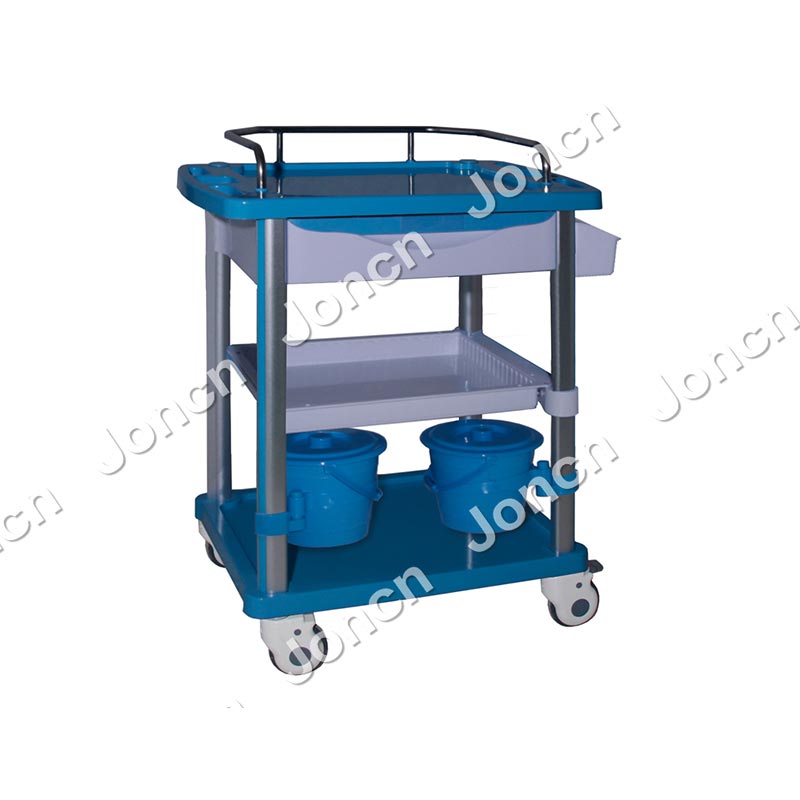 CT-75001D2-LB Factory Hospital Use Multi Tiers Abs Plastic Medical Treatment Clinic trolley Cart With Drawer