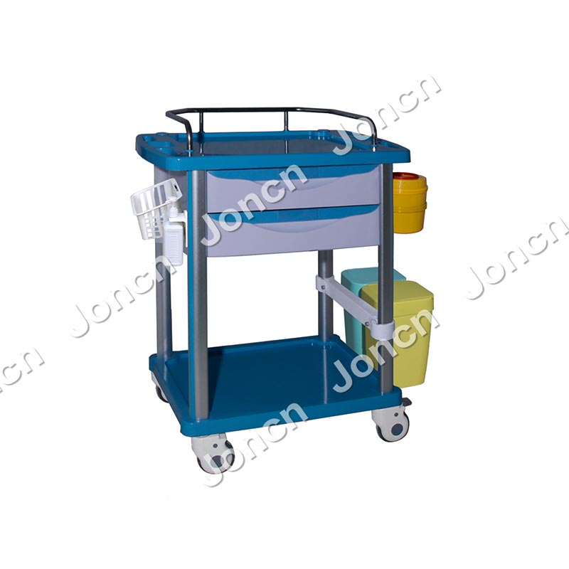 CT-75001D2-LB Factory Hospital Use Multi Tiers Abs Plastic Medical Treatment Clinic trolley Cart With Drawer