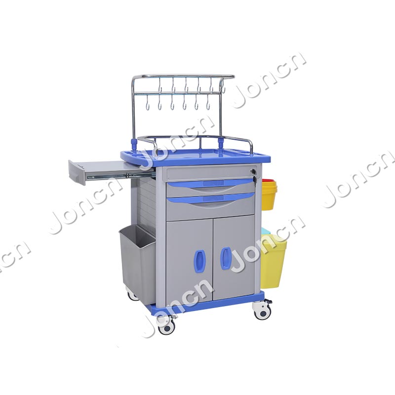 ITT-75001F2-BU Factory Supply ABS Infusion Crash Cart Hospital Trolley with Caster and Drawers