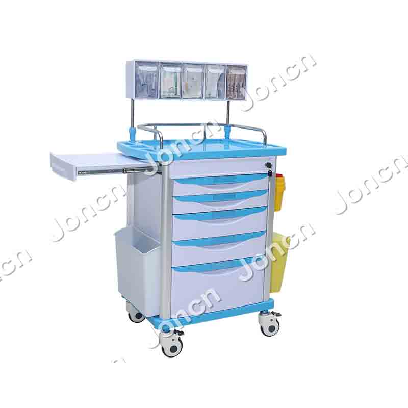 AT-75001A-LB ABS Plastic Anesthesia cart with 5 Drawers Hospital Mobile Medical Trolley Hospital Medicine Trolley