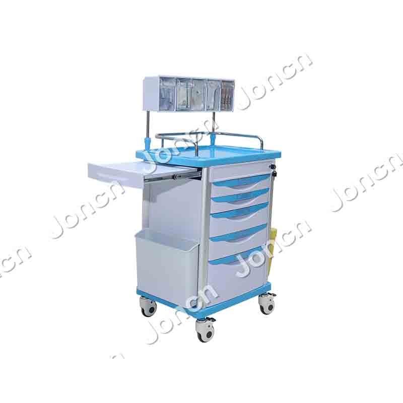 AT-75001A-LB ABS Plastic Anesthesia cart with 5 Drawers Hospital Mobile Medical Trolley Hospital Medicine Trolley