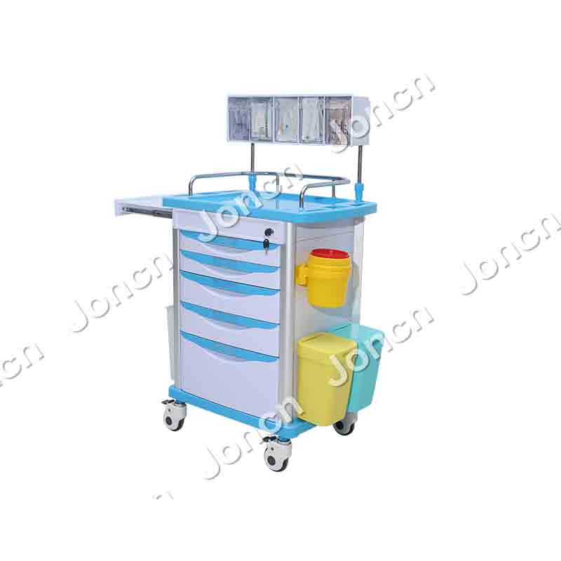 AT-75001A-LB ABS Plastic Anesthesia cart with 5 Drawers Hospital Mobile Medical Trolley Hospital Medicine Trolley