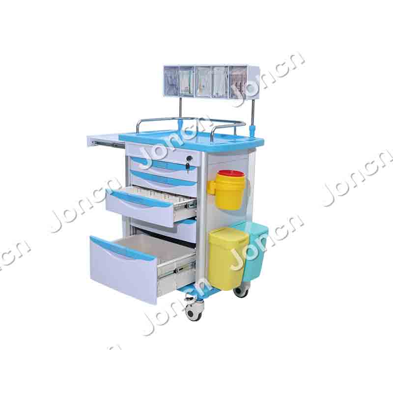 AT-75001A-LB ABS Plastic Anesthesia cart with 5 Drawers Hospital Mobile Medical Trolley Hospital Medicine Trolley