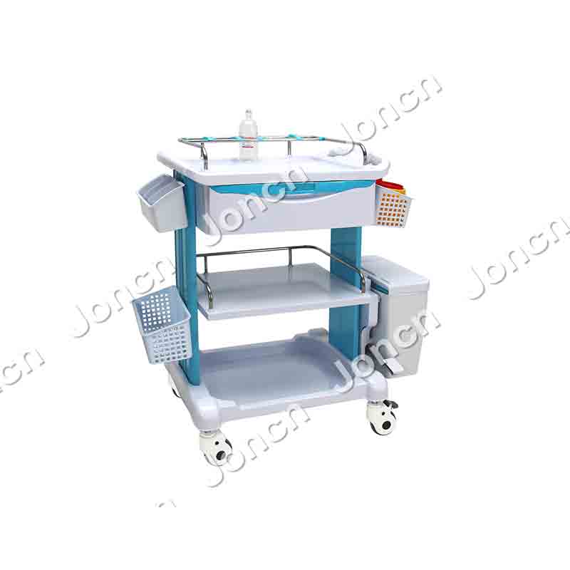 CT-78023D Wholesale Powder Coated Steel Mobile Medical Trolley Cart with Drawers 