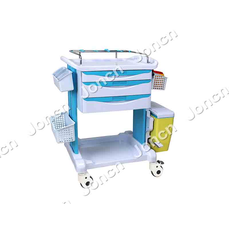 CT-78023D Wholesale Powder Coated Steel Mobile Medical Trolley Cart with Drawers 