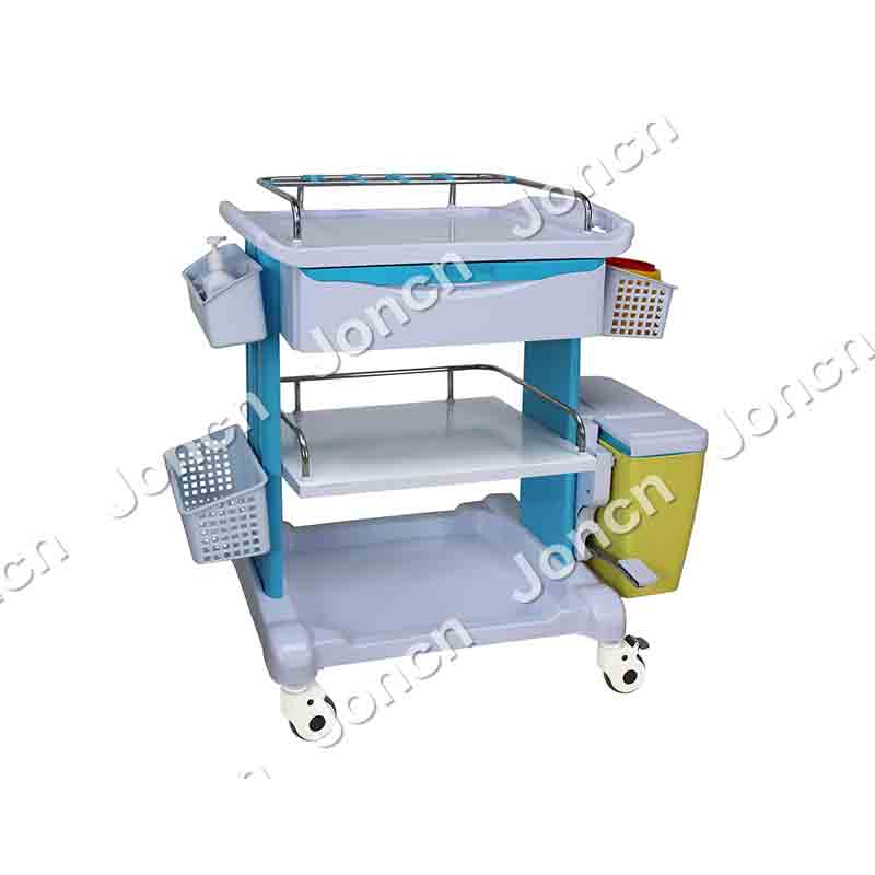 CT-78023D Wholesale Powder Coated Steel Mobile Medical Trolley Cart with Drawers 