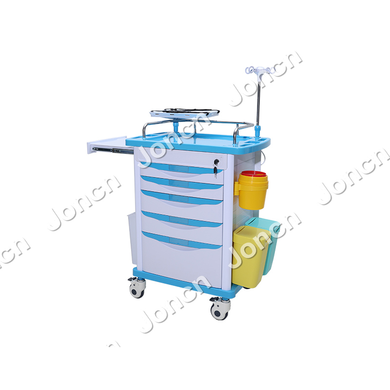 ET-75001B-LB Custom High Quality Patient Emergency Trolley Medical Anesthesia Cart with Wheel