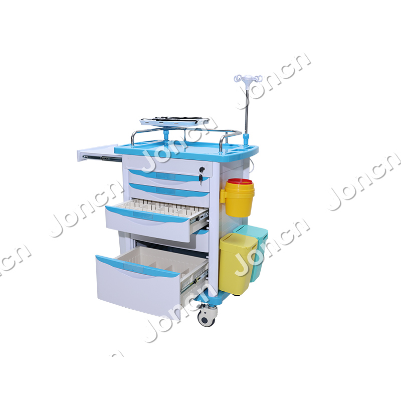 ET-75001B-LB Custom High Quality Patient Emergency Trolley Medical Anesthesia Cart with Wheel