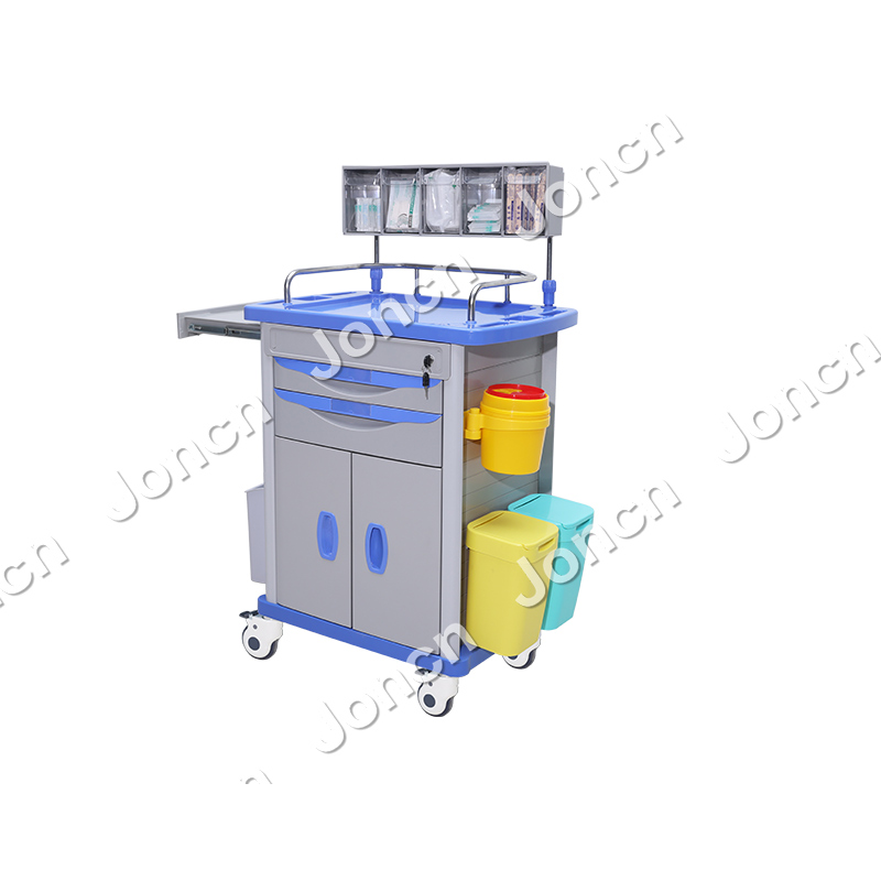 AT-75001F-BU MEDICAL ABS Plastic Anesthesia cart with Drawers Hospital Mobile Medical Trolley Hospital Medicine Trolley