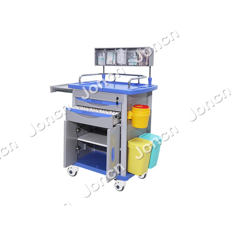 AT-75001F-BU MEDICAL ABS Plastic Anesthesia cart with Drawers Hospital Mobile Medical Trolley Hospital Medicine Trolley