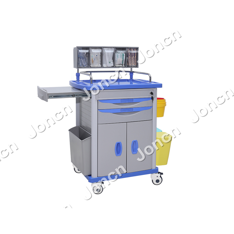 AT-75001F-BU MEDICAL ABS Plastic Anesthesia cart with Drawers Hospital Mobile Medical Trolley Hospital Medicine Trolley