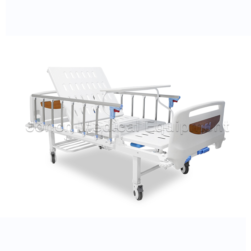 MD200008 Medical Equipment Two Functional Manual Adjustable 2 Cranks Hospital Beds For Sale