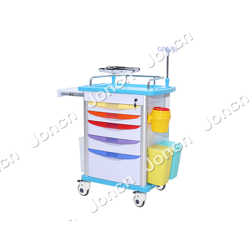 ET-75001AB-CS Wholesale Factory Medical Cart Movable Hospital Emergency Trolley Drawer ABS aluminum