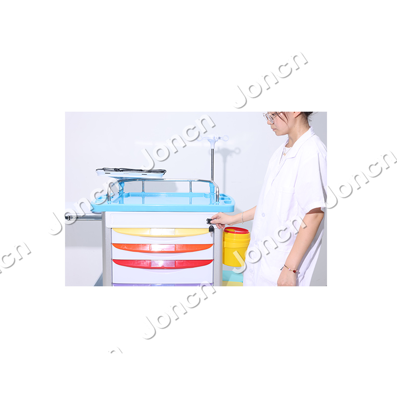 ET-75001AB-CS Wholesale Factory Medical Cart Movable Hospital Emergency Trolley Drawer ABS aluminum