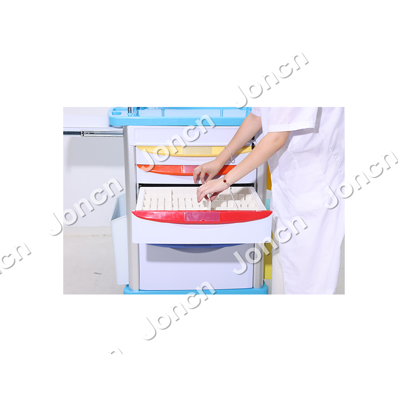 ET-75001AB-CS Wholesale Factory Medical Cart Movable Hospital Emergency Trolley Drawer ABS aluminum